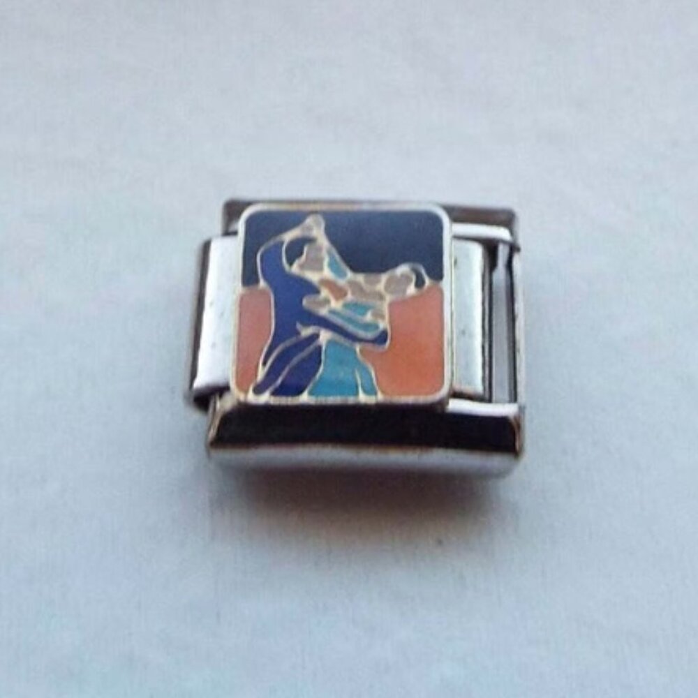 Enamel ballroom dancing couple 9mm stainless steel italian charm bracelet link